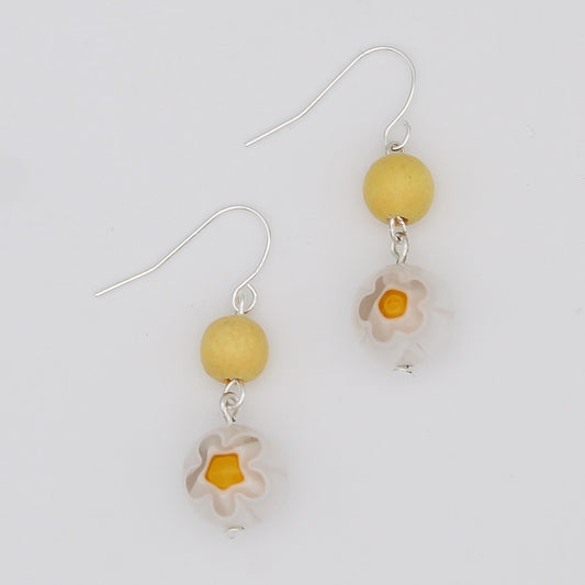 Yellow and White Garden Drop Earring