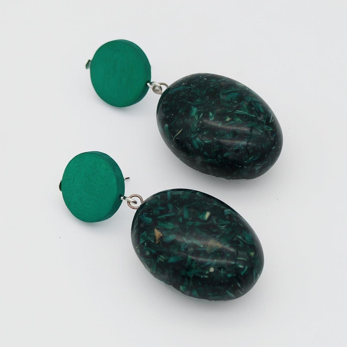 Green Marbled Earring