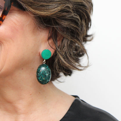 Green Marbled Earring