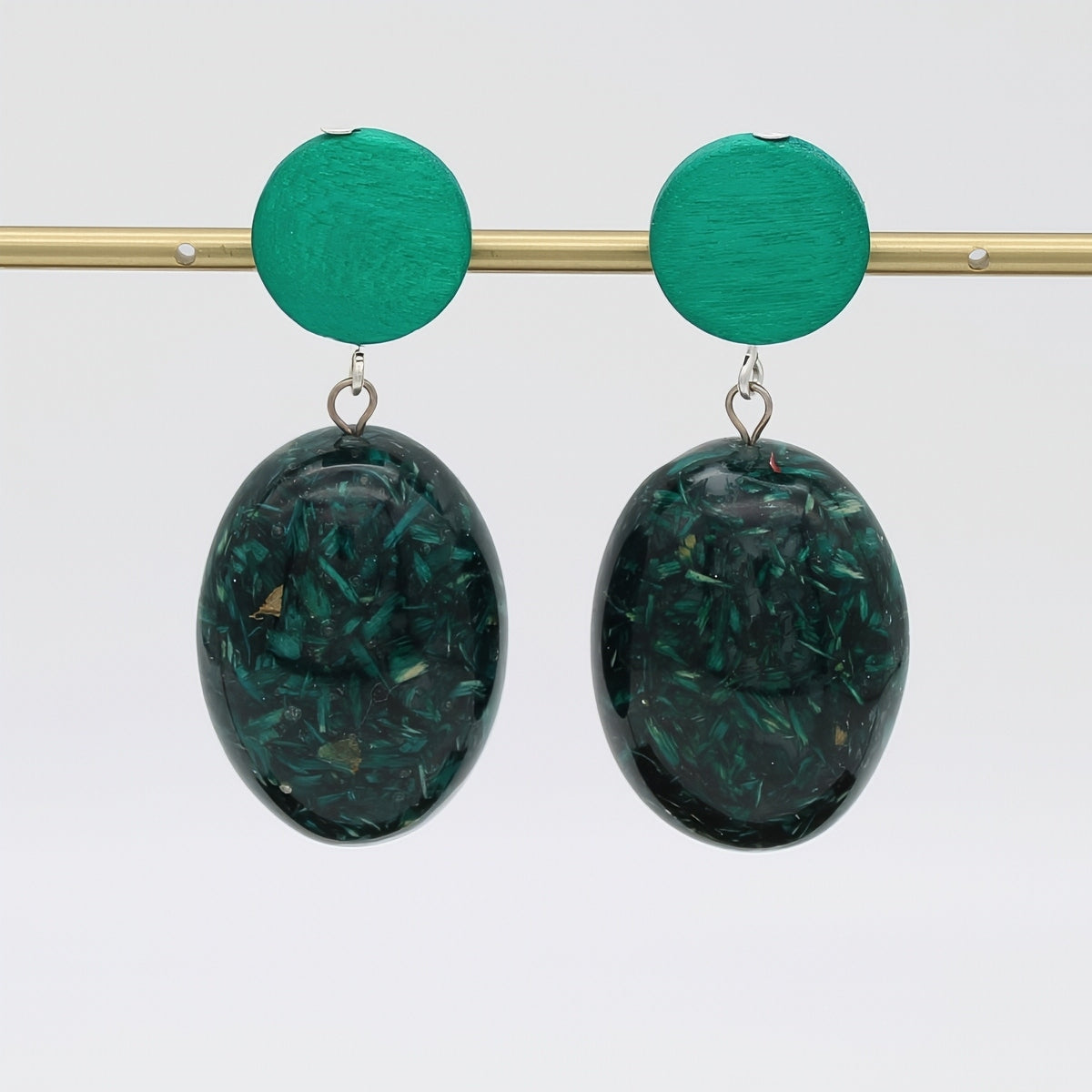 Green Marbled Earring