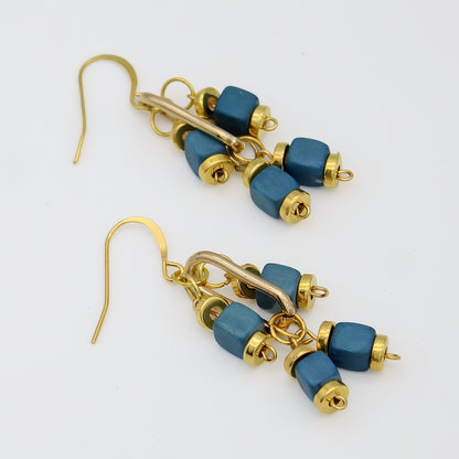 Blue Golden Threads Earring