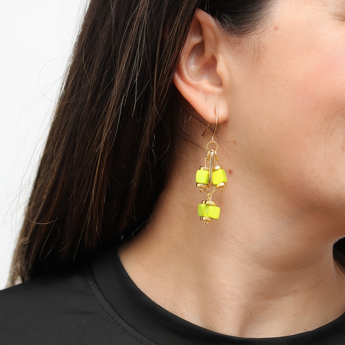 Lime Golden Threads Earring