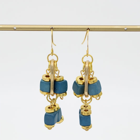 Blue Golden Threads Earring