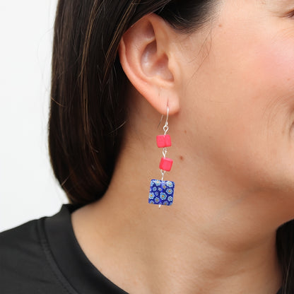 Blue Floral Drop Earring