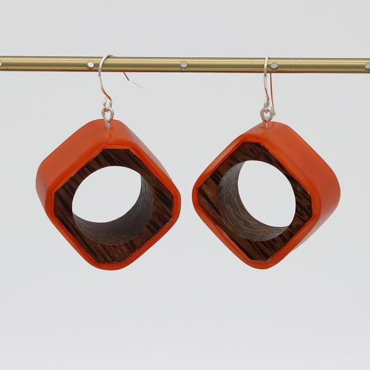 Orange Geoblend Dangle Earring