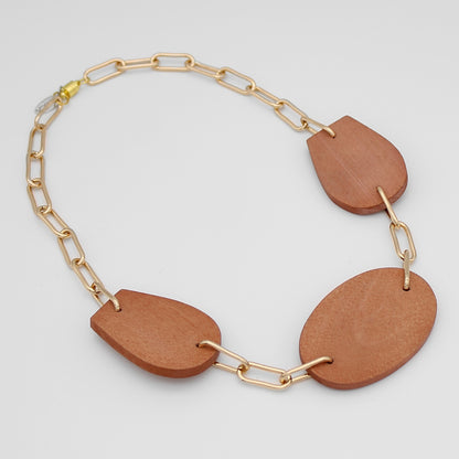 Peach Enya Gold Chain Statement Necklace