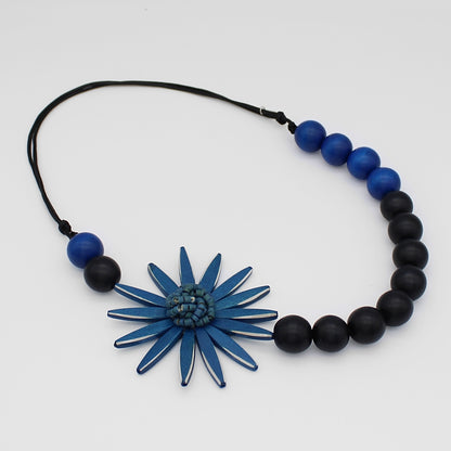 Chunky Blue Flower Statement Necklace