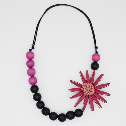 Chunky Magenta Flower Statement Necklace