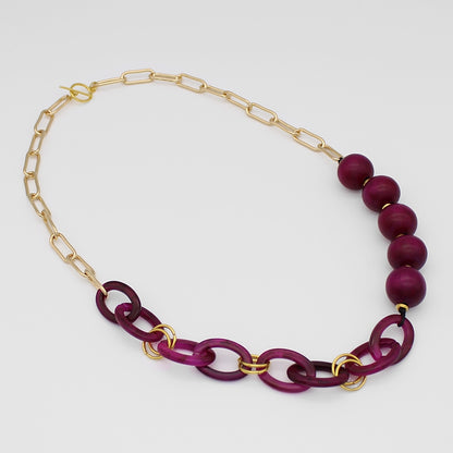 Purple and Gold Chain Link Necklace