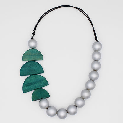 Teal Stacked Half Moon Statement Necklace