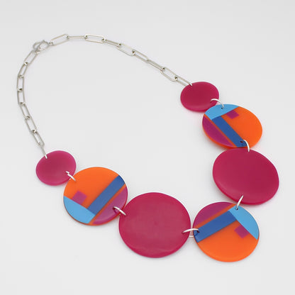 Multi Color Magenta Statement Necklace