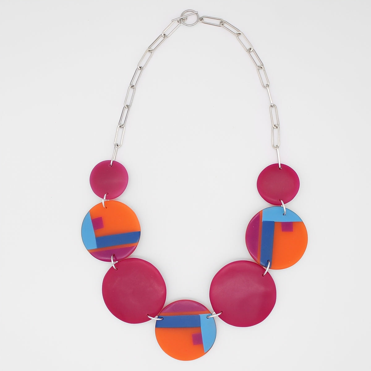 Multi Color Magenta Statement Necklace