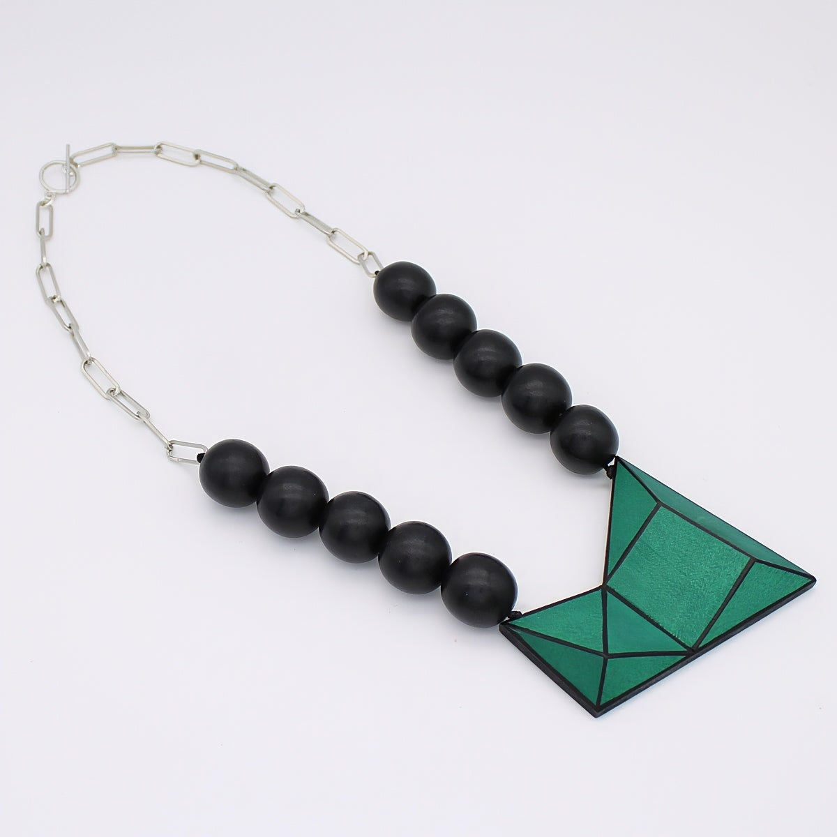 Green Geometric Pendant Statement Necklace