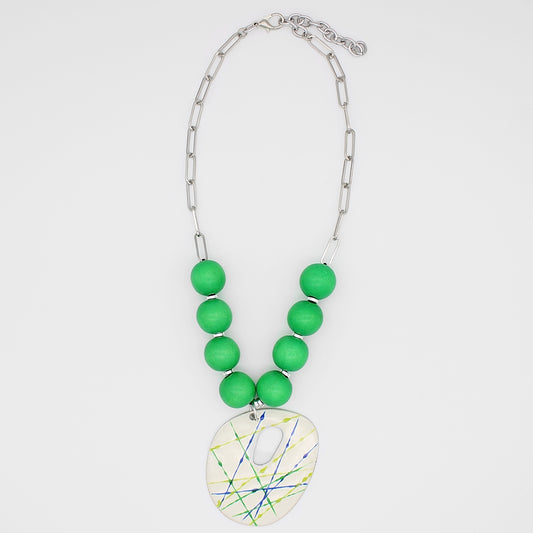 Green Cosmic Splash Pendant Necklace