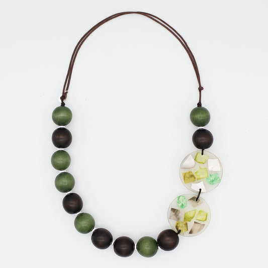 Olive and Brown Prism Necklace