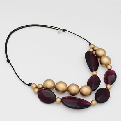 Double Strand Gold and Purple Radiance Necklace