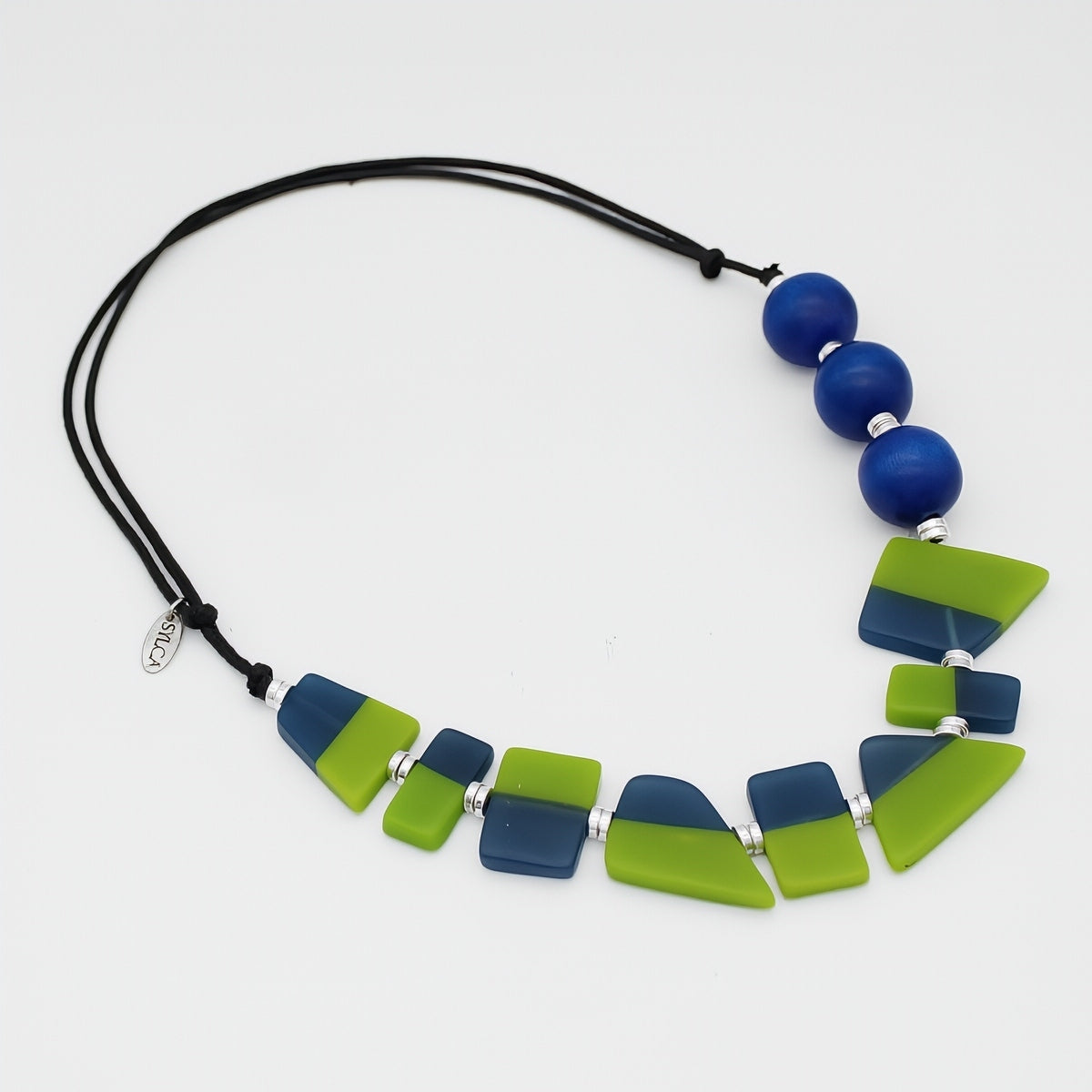 Blue and Lime Electric Oasis Necklace