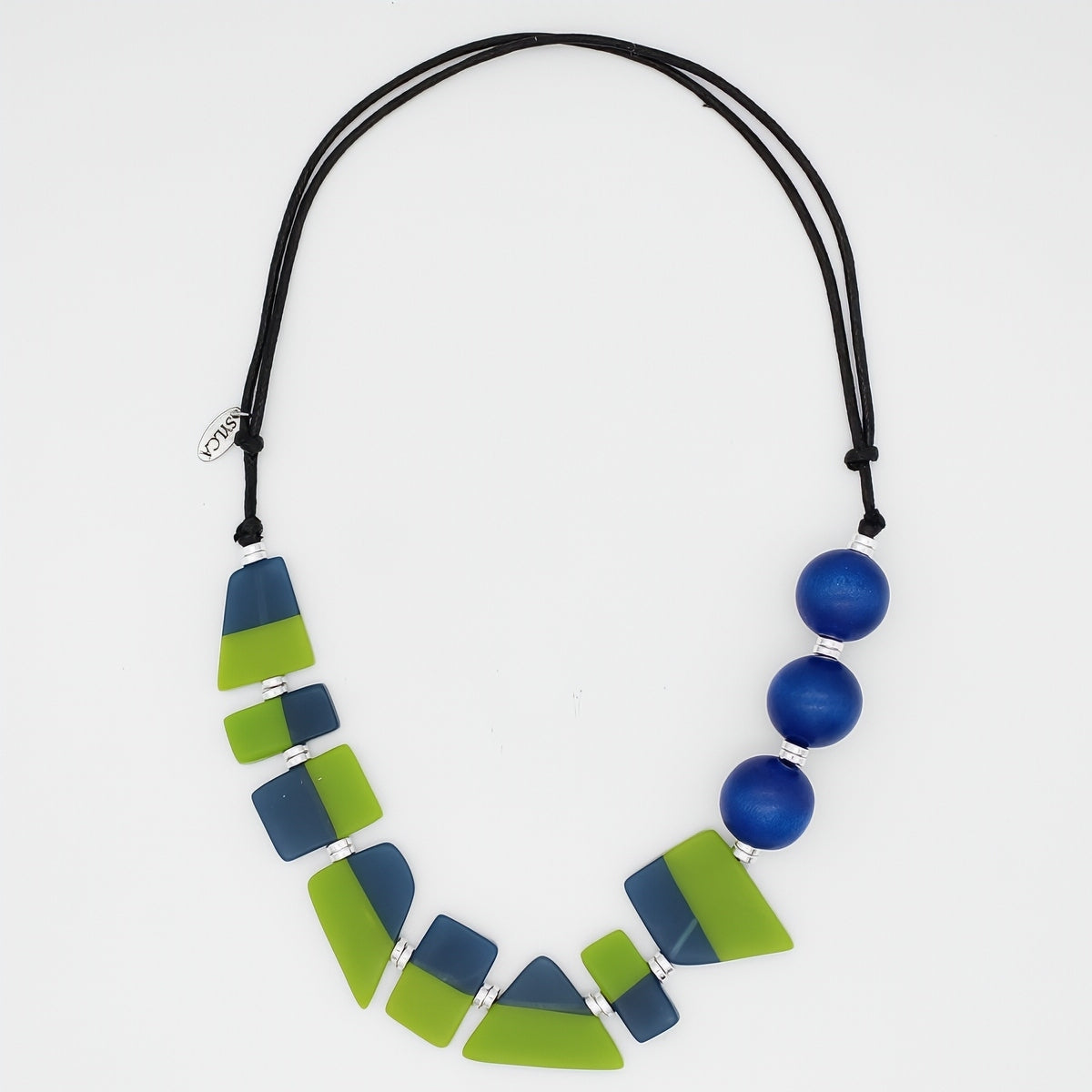 Blue and Lime Electric Oasis Necklace