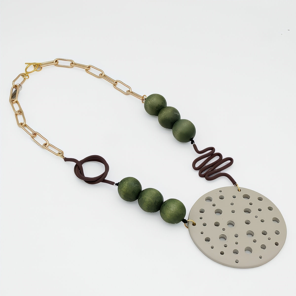 Olive Crater Statement Necklace