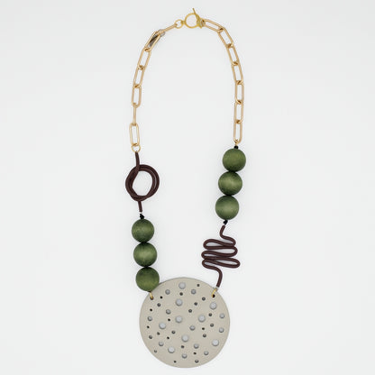 Olive Crater Statement Necklace