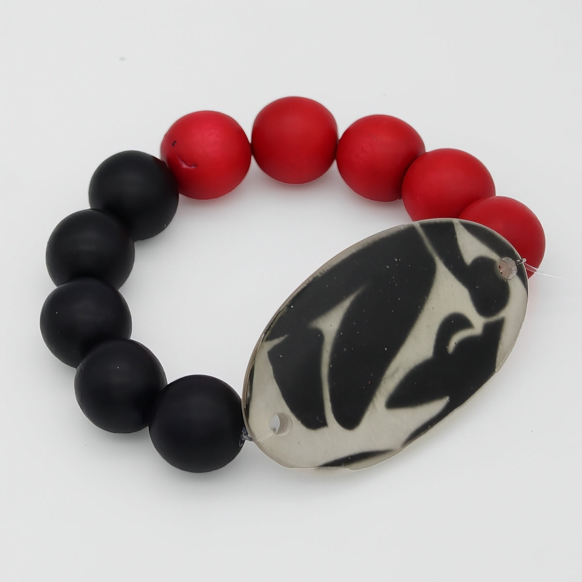 Black and Red Medallion Statement Bracelet