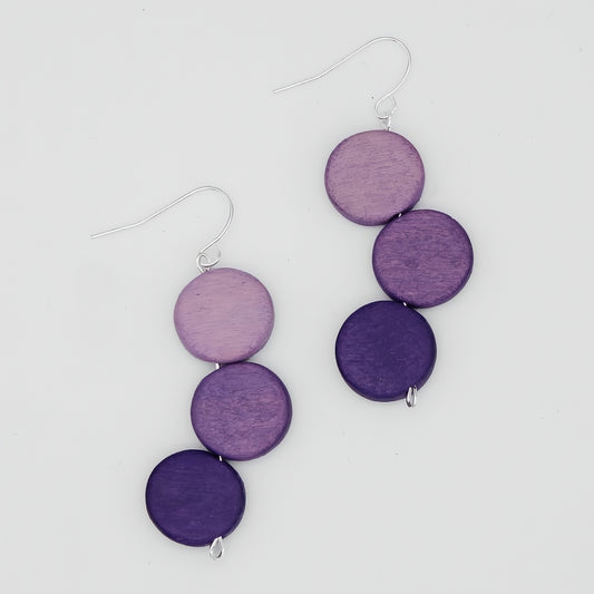 Purple Triple Stacked Earring