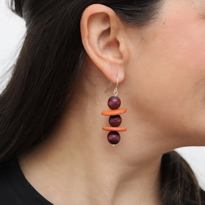 Brown and Orange Contemporary Earring