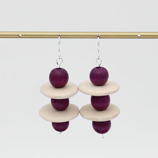 Purple and Ivory Contemporary Earring