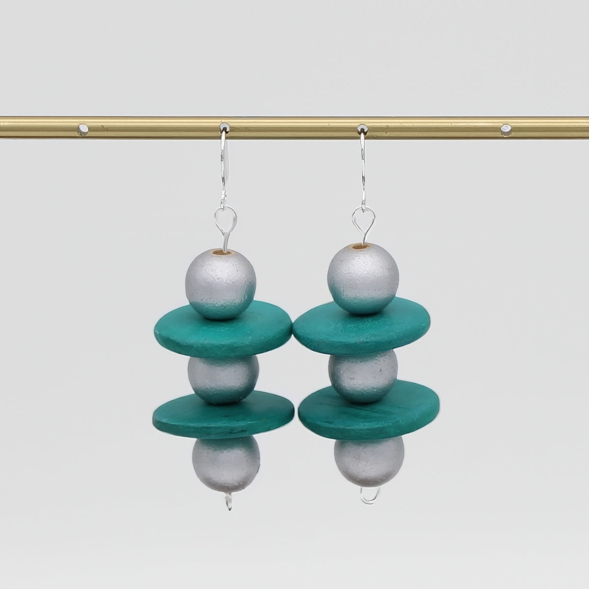 Silver and Teal Contemporary Earring