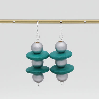 Silver and Teal Contemporary Earring