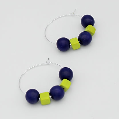 Blue and Lime Hoop Earring