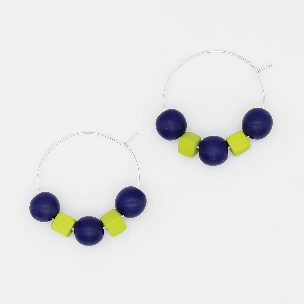 Blue and Lime Hoop Earring