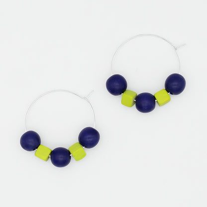 Blue and Lime Hoop Earring