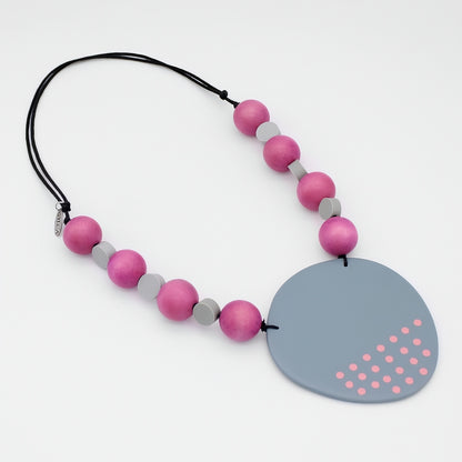 Grey and Pink Polka Dot Elle Pendant