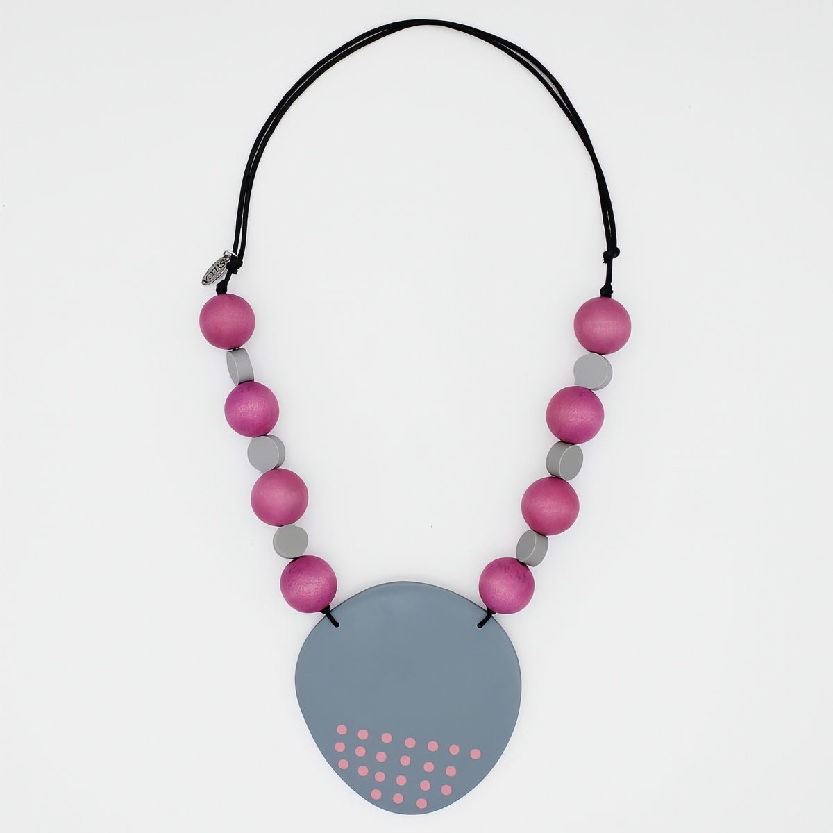 Grey and Pink Polka Dot Elle Pendant