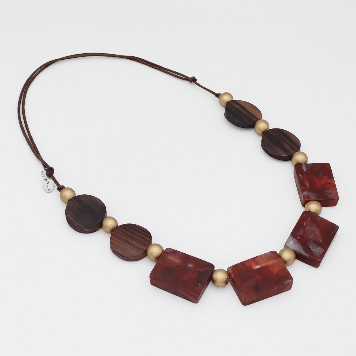 Mixed Bead Brown and Gold Esme Necklace