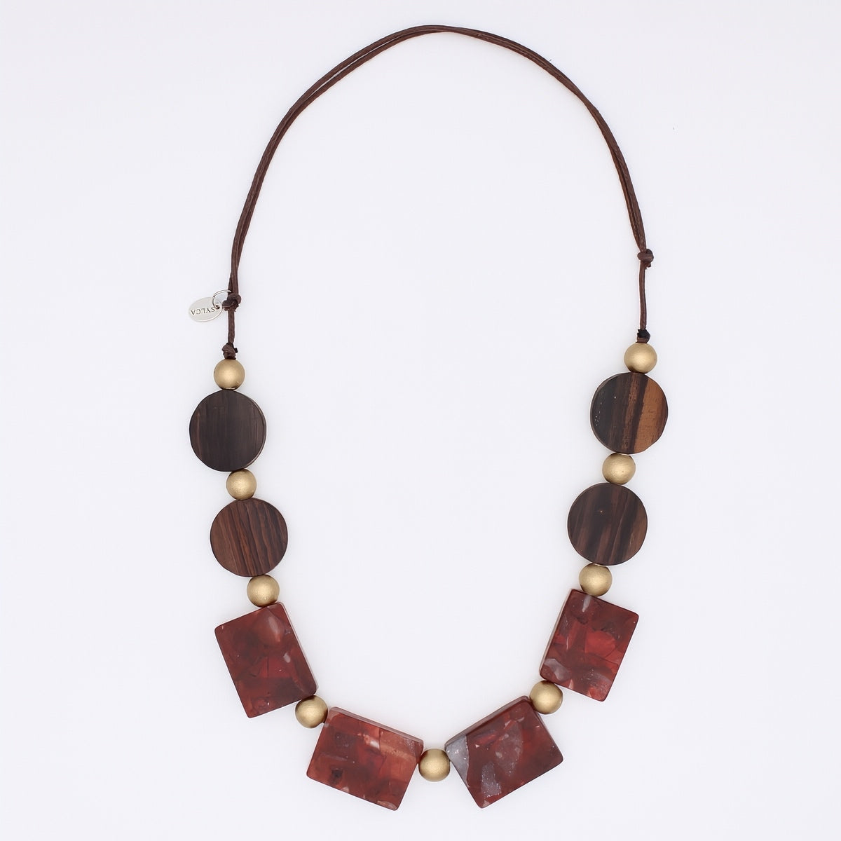 Mixed Bead Brown and Gold Esme Necklace