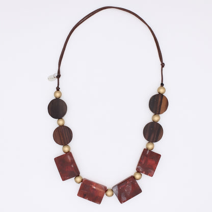 Mixed Bead Brown and Gold Esme Necklace