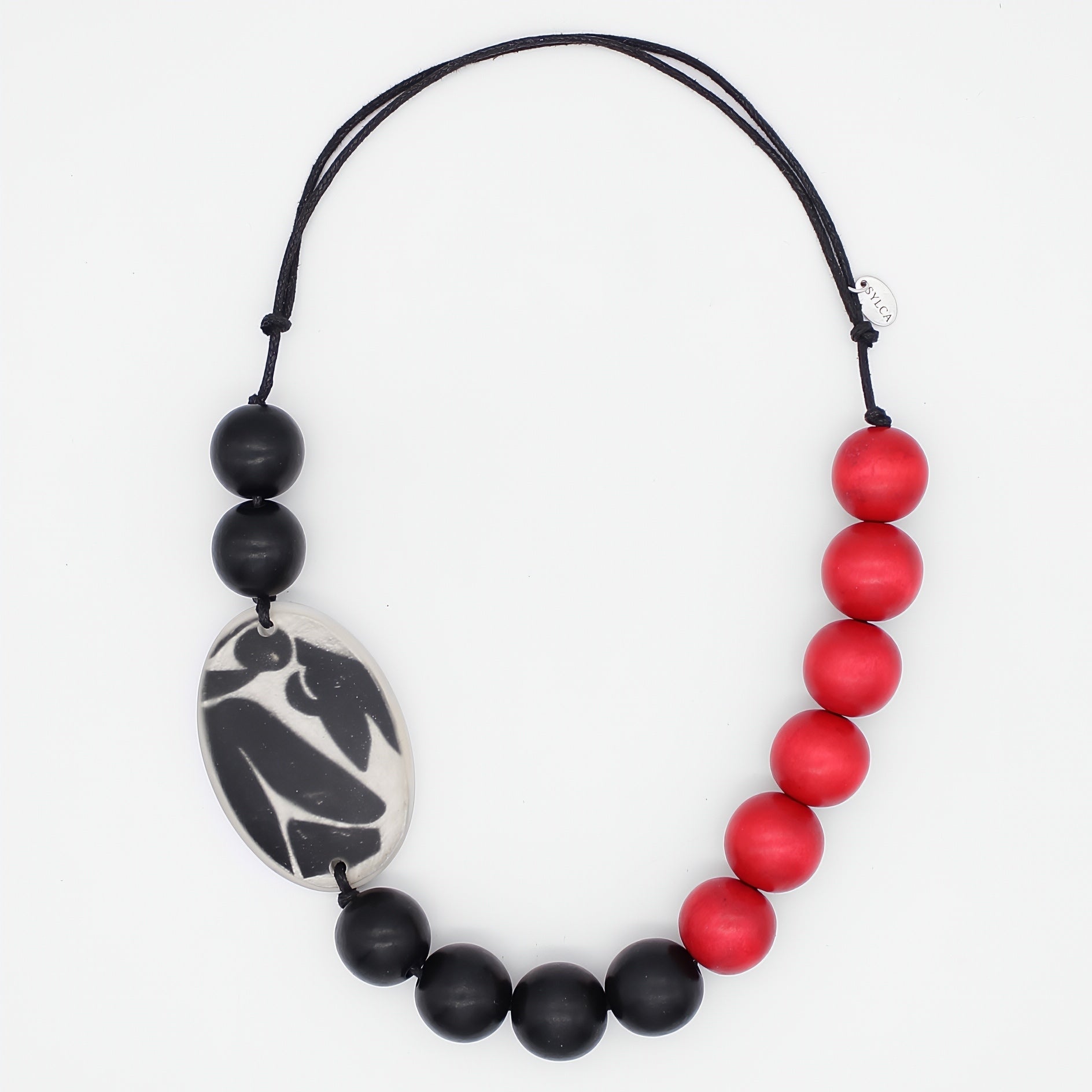 Black and Red Medallion Statement Necklace