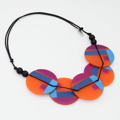 Orange Geometric Design Statement Necklace