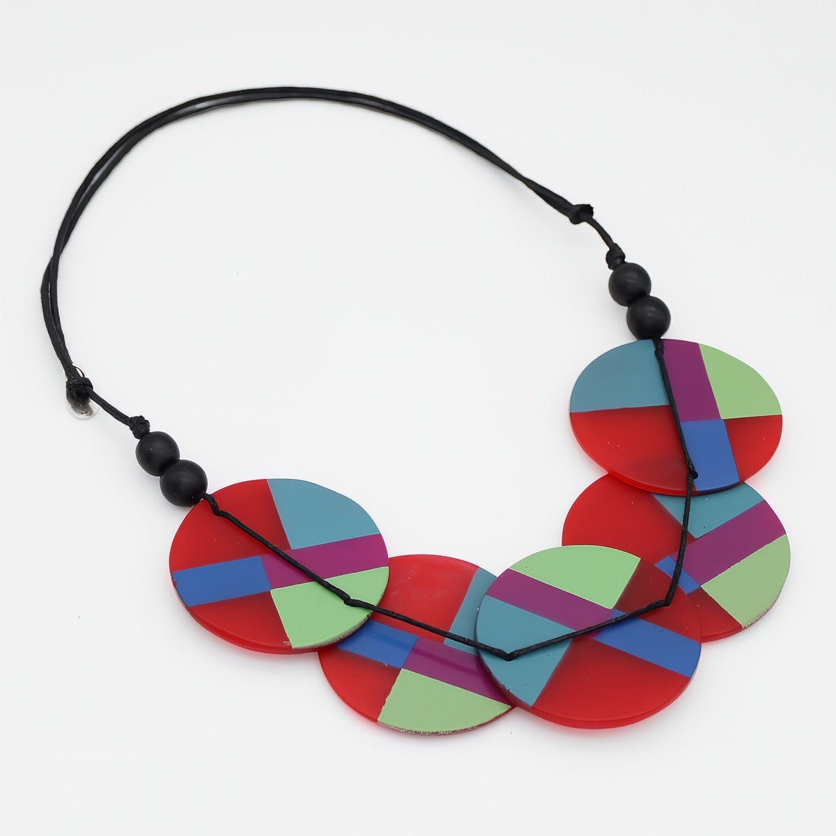 Red Geometric Design Statement Necklace