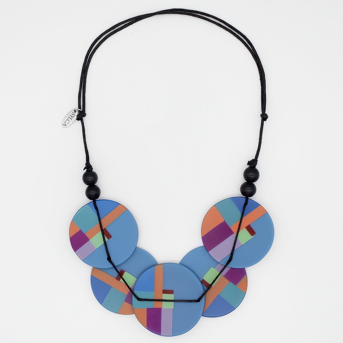 Blue Geometric Design Statement Necklace