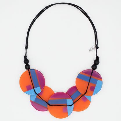 Orange Geometric Design Statement Necklace