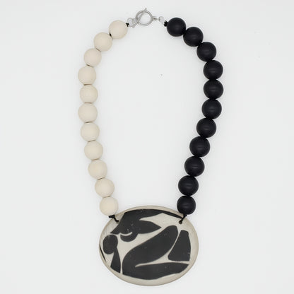 Black and White Frosted Medallion Statement Necklace