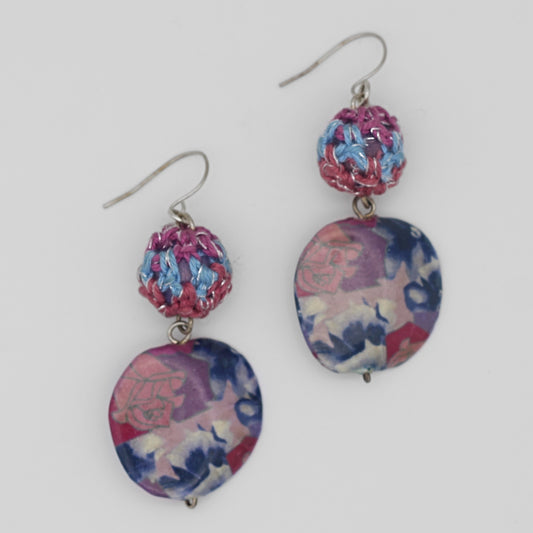 Pink Floral Decoupage Statement Earrings