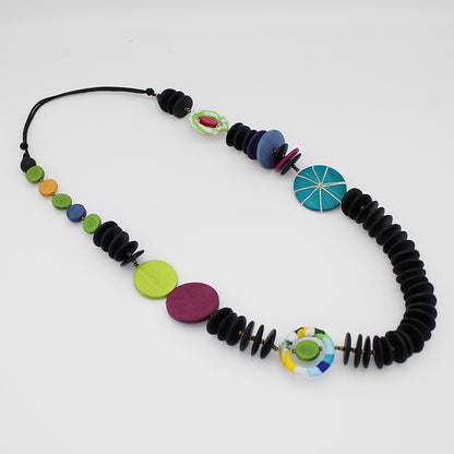 Colorful Rochelle Wood Statement Necklace