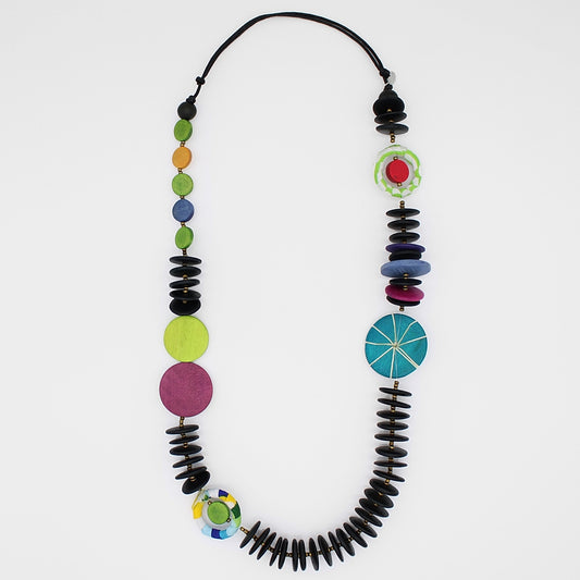 Colorful Rochelle Wood Statement Necklace
