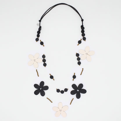 Black and White Floating Flower Necklace