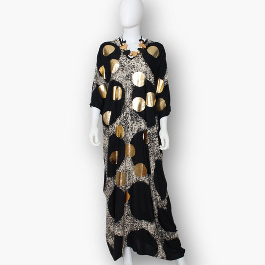 V - Neck Gold Polka Dot Caftan