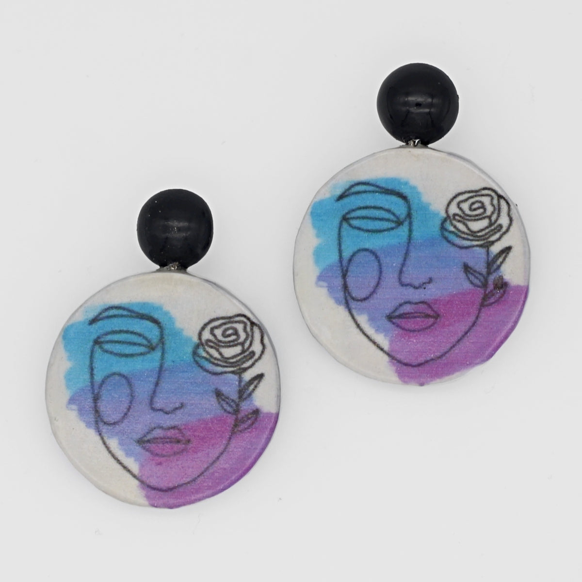 Abstract Face Decoupage Earrings-Sylca Designs